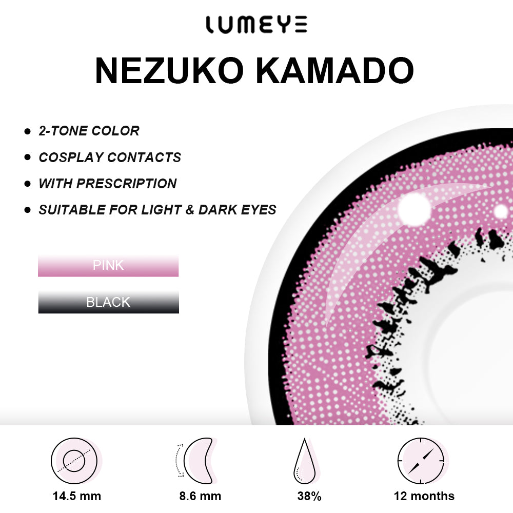 Best COLORED CONTACTS - Demon Slayer - LUMEYE Nezuko Kamado Colored Contact Lenses - LUMEYE